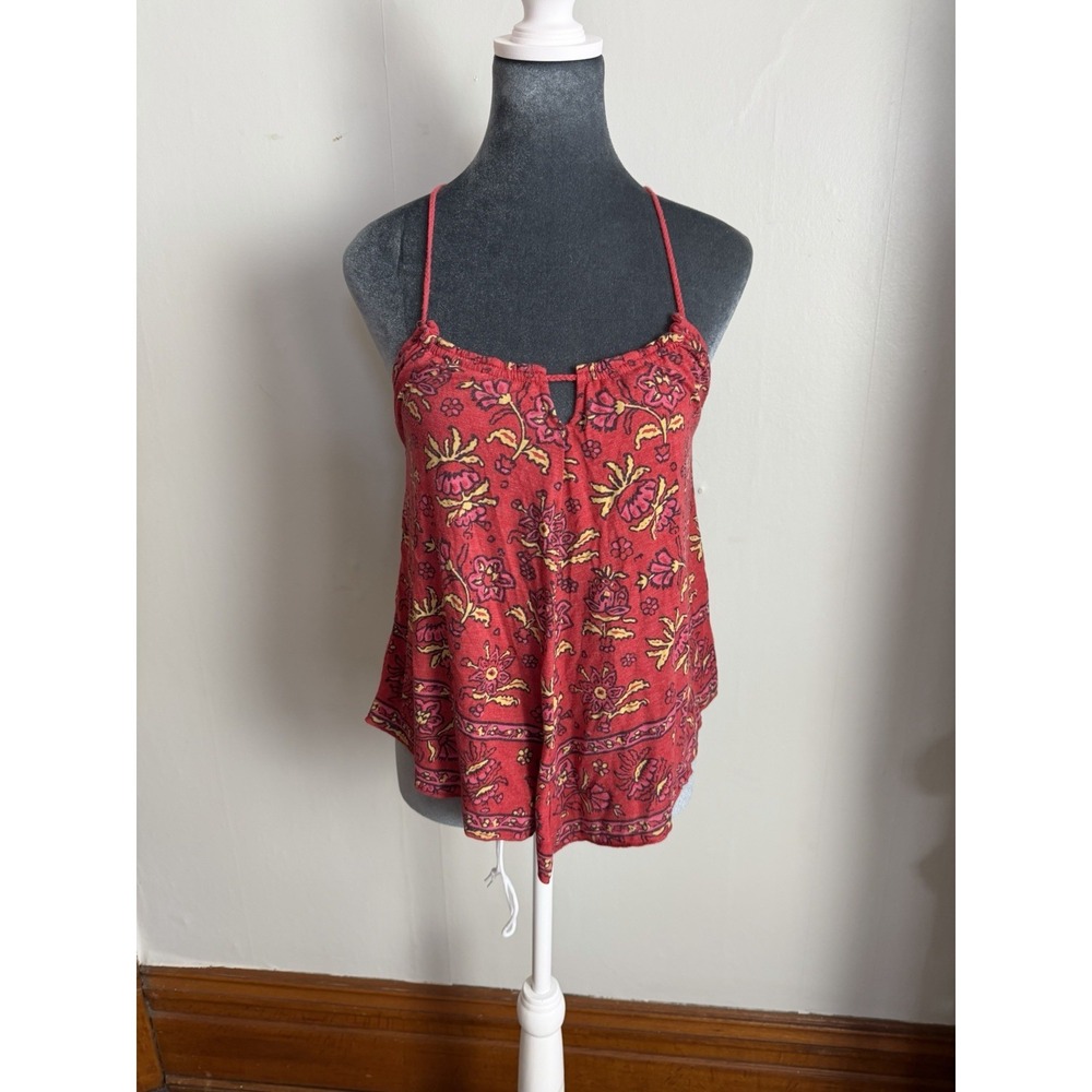 vintage american eagle‎ Y2K Halter Handkerchief Paisley Red Tank Top M